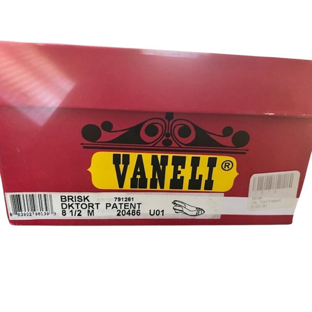 Vaneli Brisk Dark Tortoise Patent Slingback Peep-Toe Cork Wedge Heels 8.5 M - Picture 10 of 10